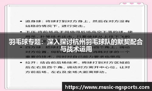 羽毛球专题:深入探讨杭州羽毛球队的默契配合与战术运用
